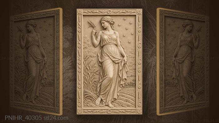 Ear of grain teaches maiden about harvest 3d STL model