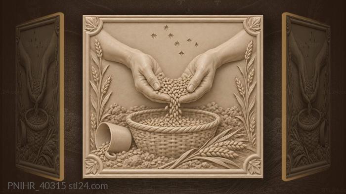 Cupped hands return harvest to the basket 3d STL model