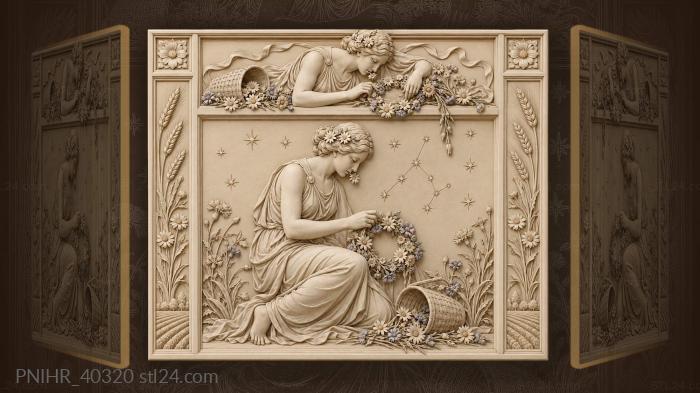 Virgo maiden weaving flower wreath 3d STL model