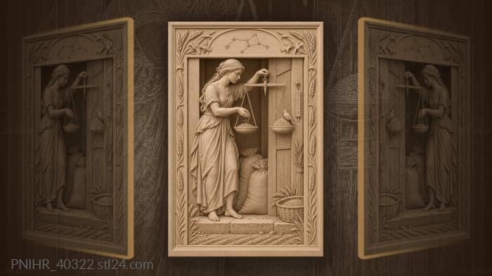Virgo maiden with grain and balance 3d STL model