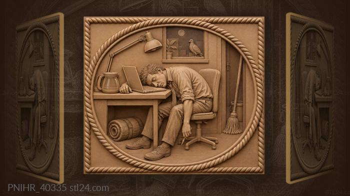 Sleepless night office worker pigeon 3d STL model