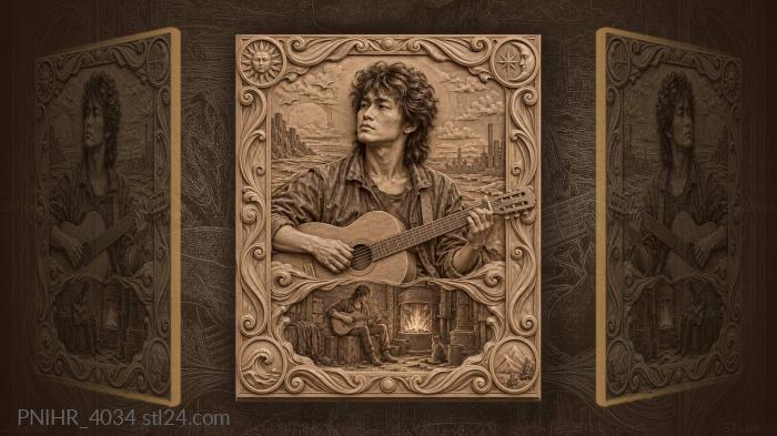 Tsoi with guitar soulful musician 3d STL model