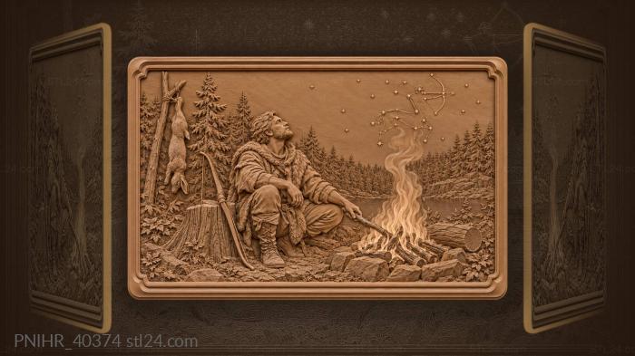 Night fire with a hare on a stick 3d STL model