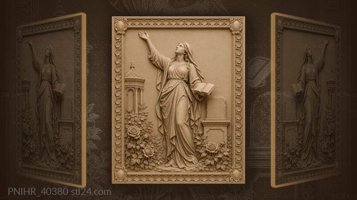 Raising her hand skyward among roses 3d STL model