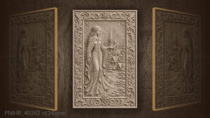 Snowy village beneath her outstretched hand 3d STL model