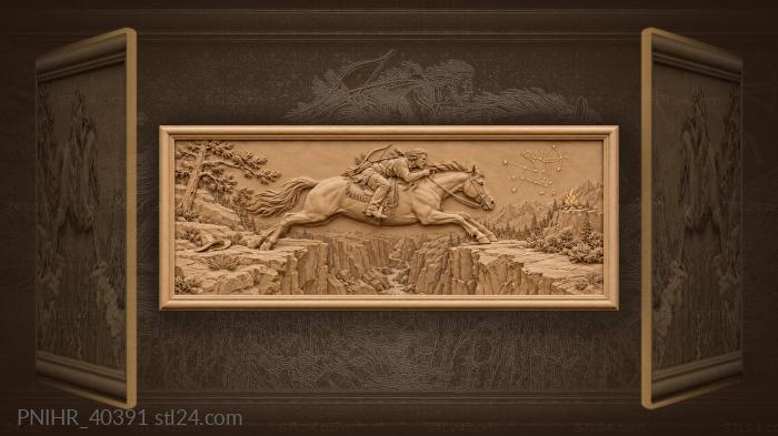 Horse leaps the rocky gap carrying archer 3d STL model