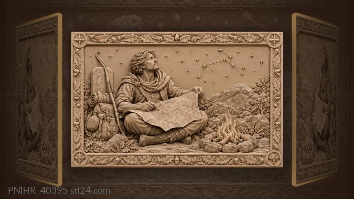 Wanderer’s map stars and campfire 3d STL model
