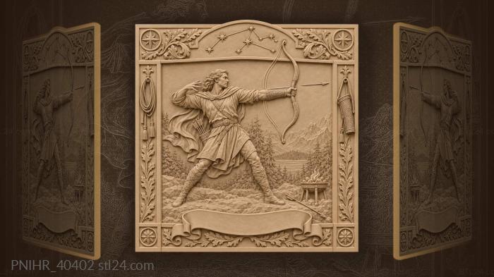 Archer releasing arrow constellation banner 3d STL model