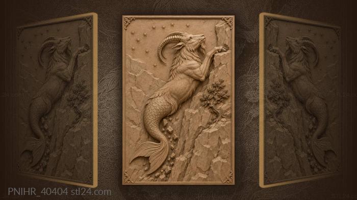 Capricorn climbs starry mountain cliff 3d STL model