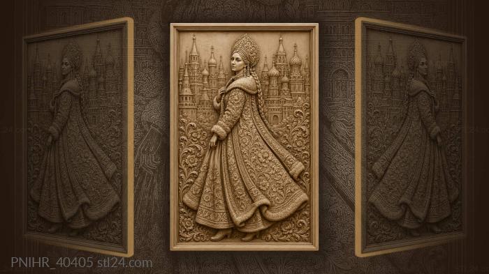 Fur trimmed gown against russian towers 3d STL model