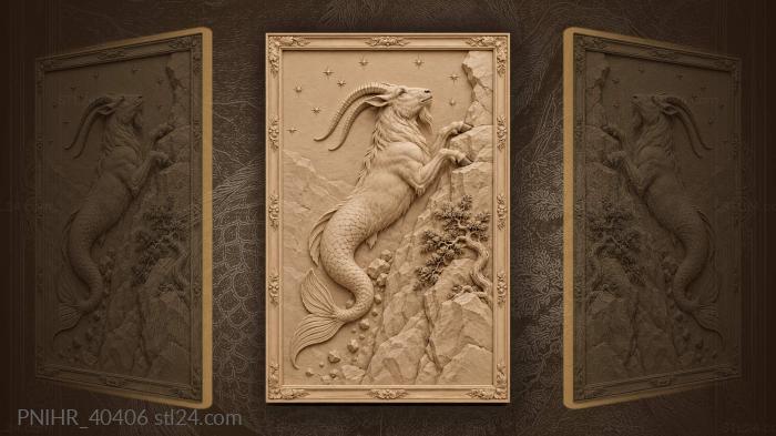 Capricorn climbs steep rocky cliff 3d STL model