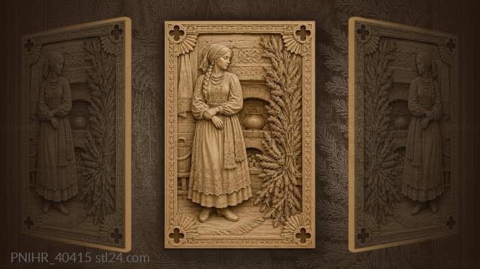Winter keeper warms supper near fir boughs 3d STL model