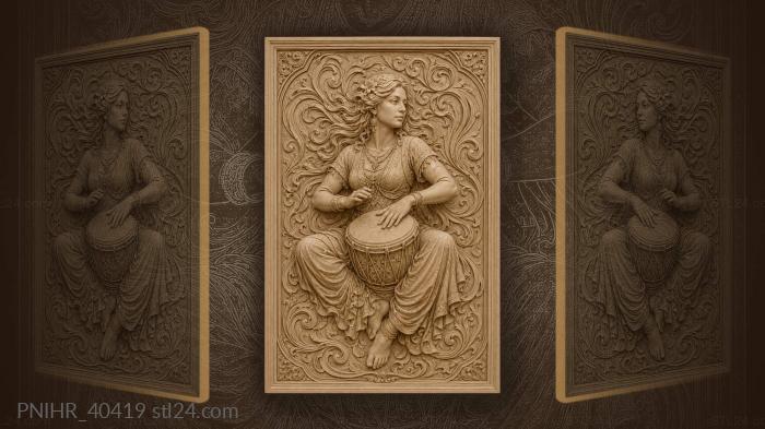Drummer woman with swirling energy 3d STL model