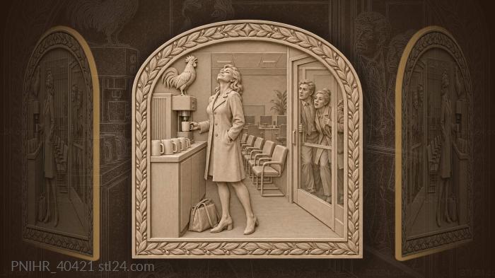 Rooster heralds the office coffee rush 3d STL model