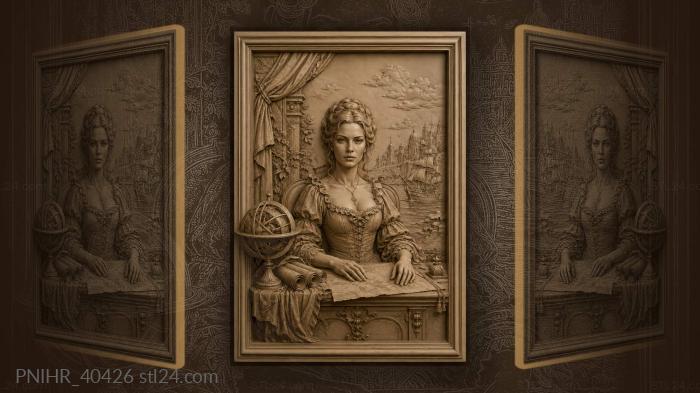 Scholar with sphere and distant city 3d STL model