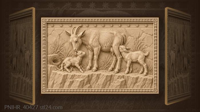 Tender goat licks kid before release 3d STL model