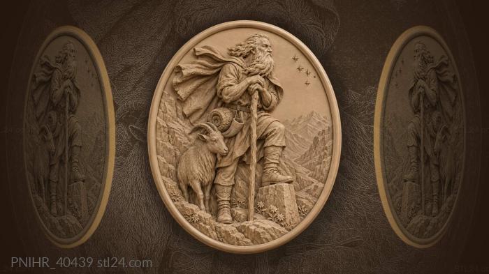 Old shepherd at mountain crossing 3d STL model