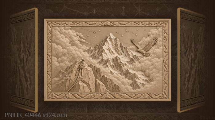 Mountain peak through breaking clouds hawk 3d STL model