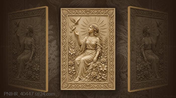 Sunburst behind the flower crowned woman 3d STL model