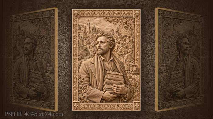 Scholar holding a stack of books 3d STL model