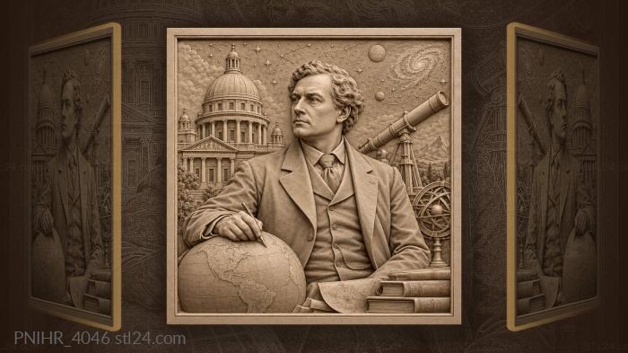 Galileo Galilei with a globe and telescope · Isaac Newton 3d STL model