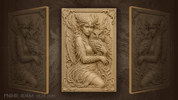 Owl holding a rose in beak 3d STL model