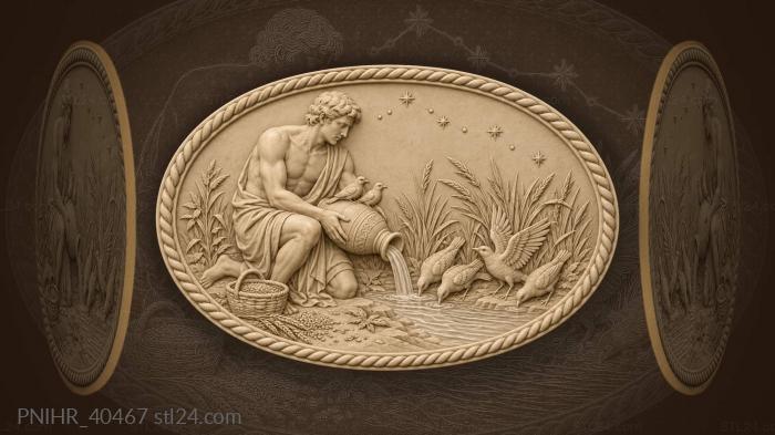 Birds drink the water poured by bearer 3d STL model