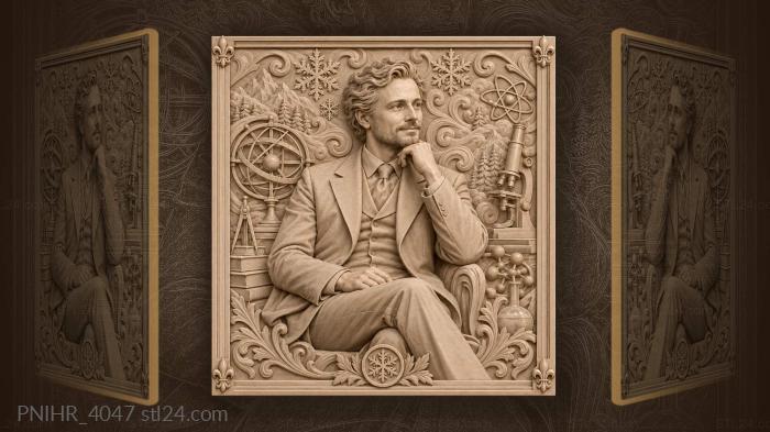 Louis Pasteur among atoms and snowflakes 3d STL model