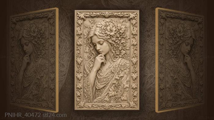 Lady brushes blossoms from her shoulders 3d STL model