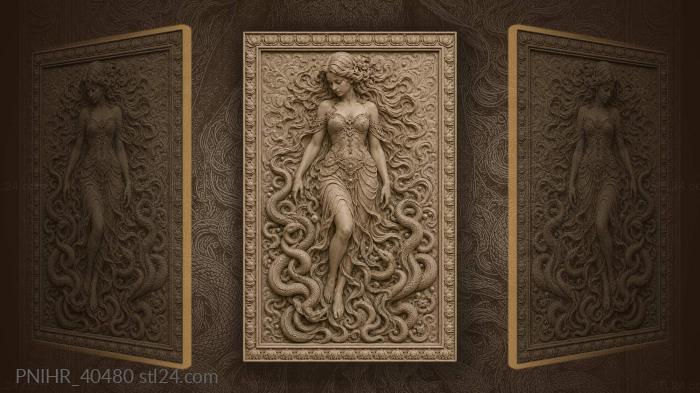 Coiling serpents under embroidered bodice 3d STL model