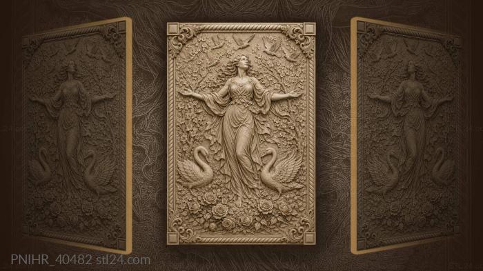 Two swans and roses at her feet 3d STL model