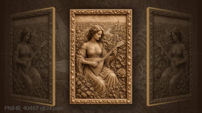 Balalaika and domes behind the singer 3d STL model
