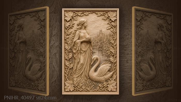 Swan at the waterside near a distant city 3d STL model