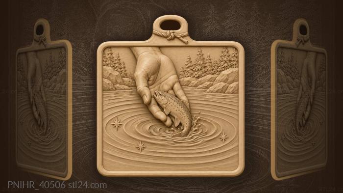 Released fish slipping into water 3d STL model