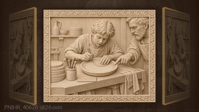 Apprentice marks the circle with masters guidance 3d STL model