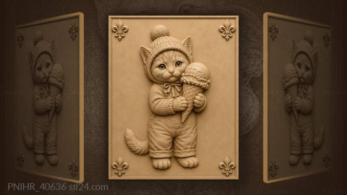 Ice cream cone in kitten paws 3d STL model