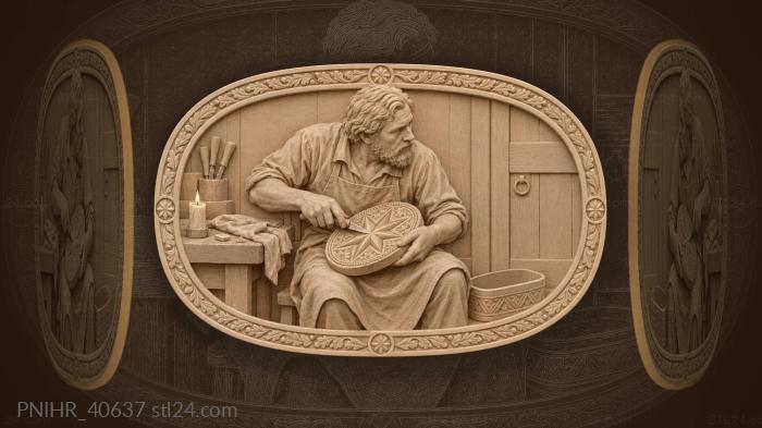 Carver preparing starburst box lid 3d STL model