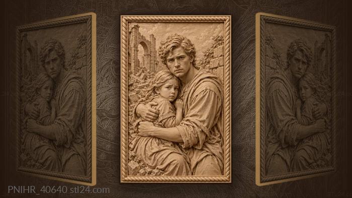 Stone ruins behind the embracing pair 3d STL model