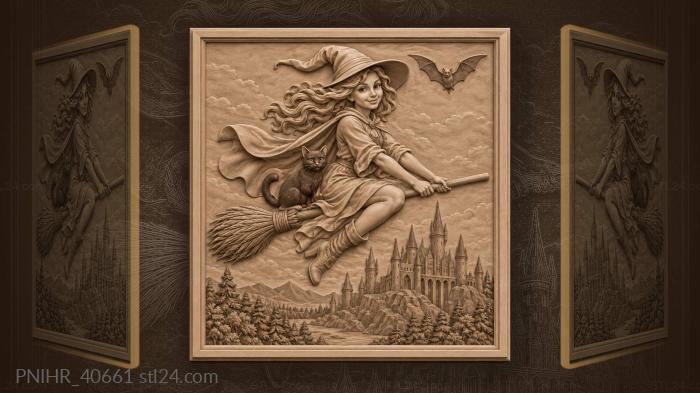 Bat above the castle silhouette 3d STL model