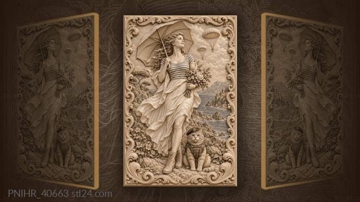 Parachutes above her striped dress 3d STL model