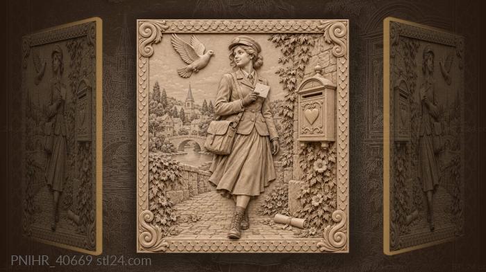 Letter delivery village sweetheart pigeon 3d STL model