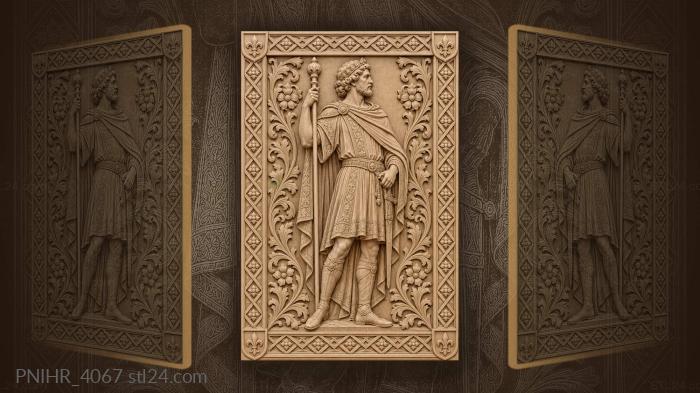 Chieftain with staff among flowers 3d STL model