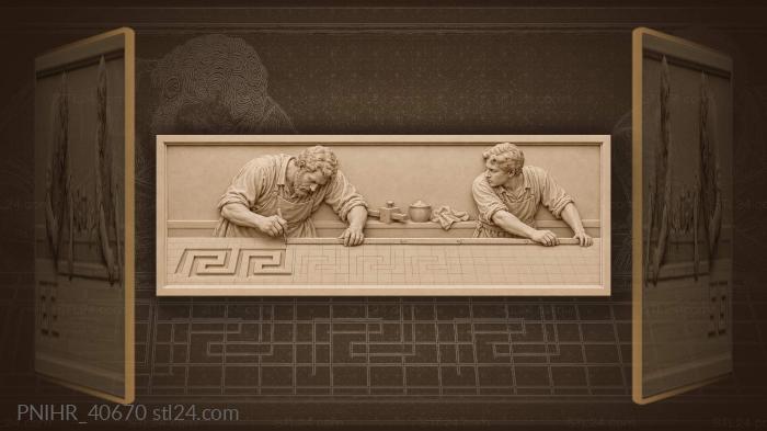 Carver preparing key pattern frieze 3d STL model