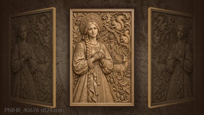Squirrels and deer beside the ribboned braid 3d STL model
