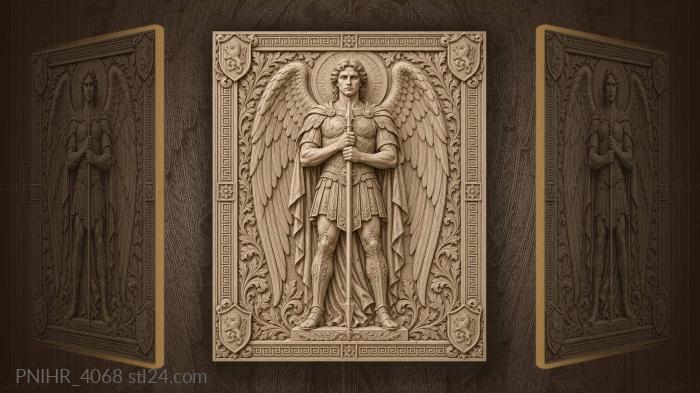 Angel gripping a spear with both hands 3d STL model