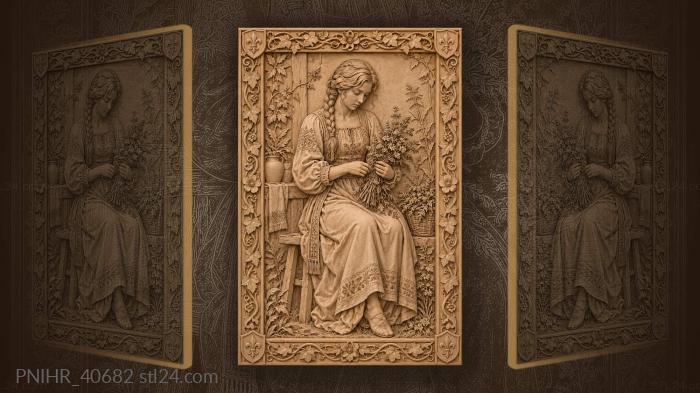 Girl with herbs folk tradition 3d STL model