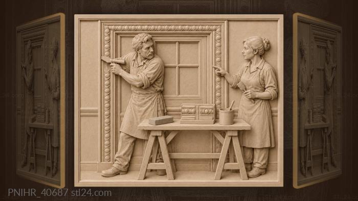 Window frame with delicate key design 3d STL model