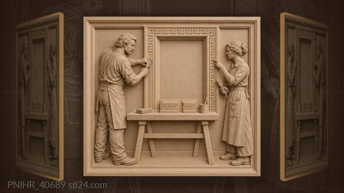 Carver and decorator discussing shallow key pattern 3d STL model