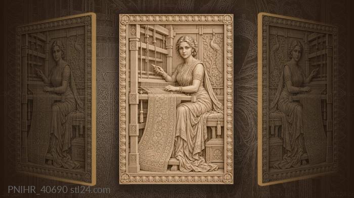 Woven cloth cascading from her loom 3d STL model