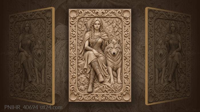 Silent warrior steadies her seated companion 3d STL model